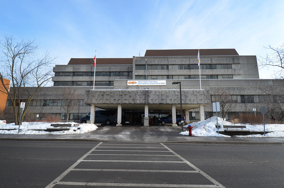 External view of the Children's Hospital of Eastern Ontario in Ottawa, Ontario